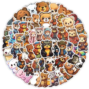 50pcs mignon dessin animé ours en peluche graffiti autocollants téléphones mobiles réfrigérateurs ordinateurs étanche réutilisable graffiti autocollants