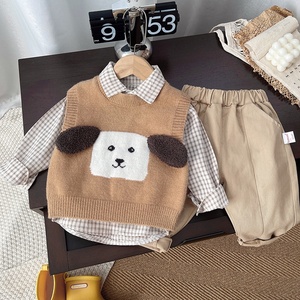 Versión niños elegante Casual primavera traje conjunto nuevo niño bebé tres piezas <span class=keywords><strong>chaleco</strong></span> Casual <span class=keywords><strong>para</strong></span> primavera otoño niños trajes 3 piezas - Product Image 5