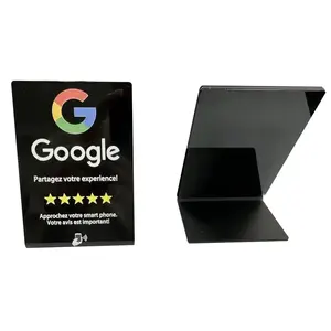 Customized printing QR code NFC holder acrylic PVC Nfc Menu Display Table Google Review Custom Nfc Stand