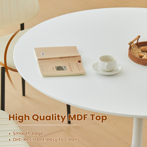 Tavolo da pranzo 40 "cerchio tulipano spesso piedistallo in metallo metà secolo moderno bistrot tavolo 6 posti 1 anno di garanzia cucina - Product Image 3