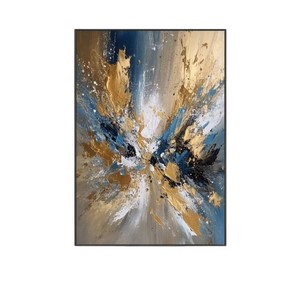 Hand Painted Oil <b>Canvas</b> Abstract Art Painting Black <b>Frame</b> Rectangle Modern Minimalist Living Room Decor Wall Art - Product Image 5
