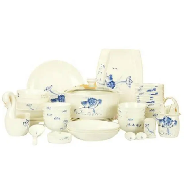 Jingdezhen Luxury Ceramics Gift 60 Luxury Blue And White Bone China Tableware Set