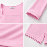 Anjie - Fabricante de Conjuntos de Top Corto de Manga Larga con Cuello Cuadrado y Pantalones Cortos de Ciclismo para Mujer, con Logotipo Personalizado, OEM, ODM, Marca Privada, OEKO TEX, GRS