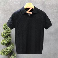 Polo en maille torsadée à manches courtes pour homme, col revers, couleur unie, coupe ample et respirante – Nouveauté très prisée