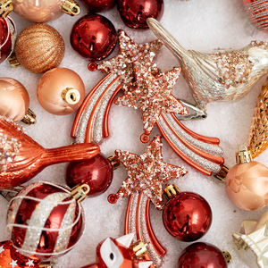 Adorno Navideño, Estrella Roja Naranja, Forma Anómala de Bollo, Colgante de Alce con Brillantina, Bola Decorativa Navideña - Product Image 4