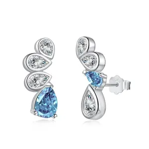 Nickel Free New Arrival 925 Sterling Silver Pink Sapphire Earring Beautiful Diamond Zirconia Stud Earrings For Women
