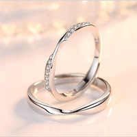 Vintage Retro Trendy Fashion S925 Bague en laiton plaqué argent Bague ouverte réglable unisexe pour fiançailles