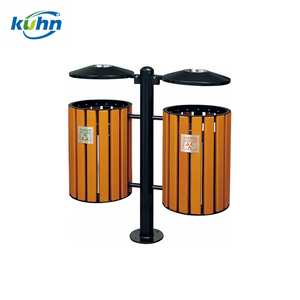 Recycle pvc waste bin and outdoor dust bin wooden trash bin for park rubbish can