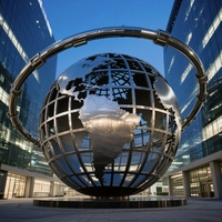 Sculpture de globe terrestre en acier inoxydable peint sur mesure, grande taille, pour extérieur, couleur personnalisée