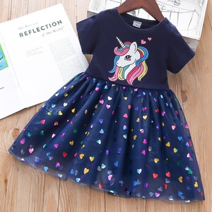 Abito Estivo 2024 per Bambine con Unicorno Cartoon, Vestito in <span class=keywords><strong>Cotone</strong></span> e Rete per Feste, <span class=keywords><strong>Abiti</strong></span> da Principessa per Bambini 2-6 Anni - Product Image 6