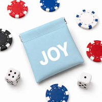 Pochette personnalisée en cuir PU de 10 cm pour cartes et jetons de poker, avec fermeture automatique, cadre métallique compact, 25g, organiseur de cartes pour jeu de poker