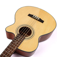 Guitare Basse Acoustique 4 Cordes en Gros, Basse en Bois Naturel Taille Standard, Corps Creux à Résonance Profonde, Pas d'Amplificateur Nécessaire G-MBS-50