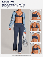 Pantalon de yoga évasé pour femme, coupe bootcut, taille repliable, dos froncé, effet push-up, longueur intégrale, anti-humidité, pour le sport et la détente