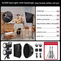 Godox SL100D Photo Dual LED Light Professional Video Studio Light avec 2.8m Stand 60*90cm Softbox QR-P60T Soft Box Lighting Kit
