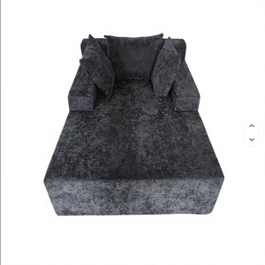 Canapé d'angle moderne en tissu capitonné gris foncé pour salon, chambre et hôtel - Product Image 3