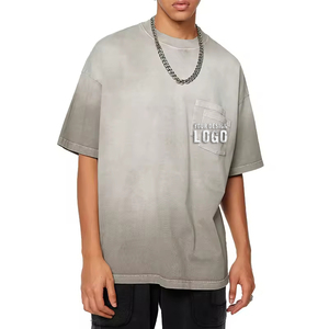 T-shirt pour homme décontracté de couleur dégradée, style sport, nouveau design, épaules tombantes, vintage, surdimensionné - Product Image 3