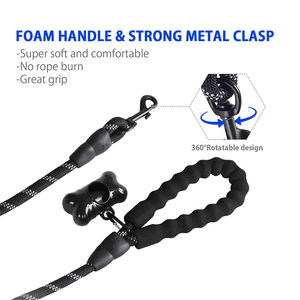 Correa Redonda de Nailon Trenzado Resistente para Perros, con Reflectivo, para Escalar Montañas, con Mango Suave, para Deportes al Aire Libre, con Dispensador de Bolsas para Excrementos - Product Image 3