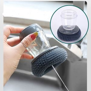 Dish <b>Brush</b> with Soap Dispenser, Non-Scratch Kitchen Steel Wool Scrubber for Pot Pan, Scrubbing Scouring Pad - Product Image 2