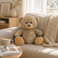 Oso de Peluche Marrón Claro Súper Suave y Rizado, Regalo para el Día de San Valentín, ODM OEM, Logotipo Personalizado, Artículo Conmemorativo para Eventos