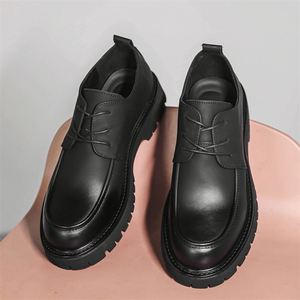 <b>Dress</b> Shoes for <b>Men</b> British Style Casual Formal Slip-On Autumn with Thick Soles Korean Version Black Leather Oxfords - Product Image 3