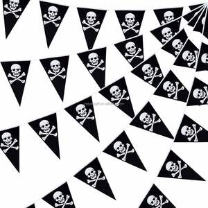 Decoraciones para Fiestas, Guirnalda de Banderas Piratas, Decoración de Cumpleaños con Triángulos de la Banderola Jolly Roger - Product Image 2