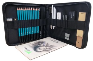Set da <span class=keywords><strong>disegno</strong></span> con 34 matite da schizzo, matite a carboncino e blocco da <span class=keywords><strong>disegno</strong></span> A5 - Product Image 6