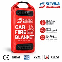 Couverture anti-feu automobile testée DIN, 430 GSM, fibre de verre, 160G, enduite de silicone, pour le contrôle et le sauvetage des incendies de véhicules électriques