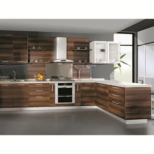 Armoires de cuisine en bois prêtes à être assemblées en 7 jours Fabricant moderne d'armoires de cuisine laquées