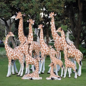 Scultura Personalizzata <span class=keywords><strong>di</strong></span> <span class=keywords><strong>Elefante</strong></span> e Giraffa in Resina <span class=keywords><strong>di</strong></span> Fibra <span class=keywords><strong>di</strong></span> Vetro a Grandezza Naturale, Dipinta a Mano, Impermeabile, Decorazione da Giardino - Product Image 3