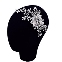 Diadème vintage européen américain en argent avec strass, bordure en alliage en forme de feuille, pince à cheveux, bandeau de mariée, robe de mariée