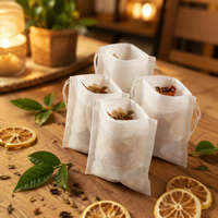 Sachets de thé jetables non tissés avec cordon de serrage, sachets filtrants vides pour feuilles de thé, herbes et épices, logo personnalisé OEM