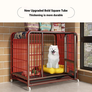 FishPrincess pliable chien caisse chenil fer matériel pliable chien Cages fil Tube caisse pour animaux de compagnie avec roues