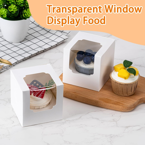 Boîtes à cupcakes en papier à livraison rapide avec insert et fenêtre, emballage alimentaire sûr pour desserts et pâtisseries, idéal pour les anniversaires, les mariages et les fêtes. - Product Image 4