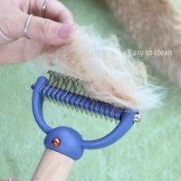 Peigne double face en bois de hêtre pour toilettage d'animaux, lame en acier inoxydable, éliminateur de poils pour chiens et chats, démêloir, vente en gros - Meilleure vente