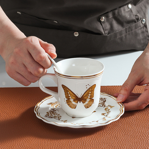 Set di Tazza e Piattino in Porcellana Moderna Europea Ecologica da 100ml Personalizzabile per Hotel, Lavabile in Lavastoviglie - Product Image 2