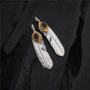Colgante de Pluma Turquesa Japonés Goro Takahashi, Reproducción Hecha a Mano en Plata 925, Collar <span class=keywords><strong>GOROS</strong></span> para Pareja - Product Image 4