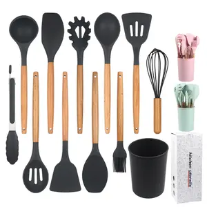 Hot Sale Home And Kitchen Heat Resistant Kitchen Silicone Utensils Tongs Spatula Spoon Brush Whisk Kitchen Gadgets