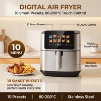 Friteuse à air chaud numérique 8L 1700W à écran tactile, grande capacité, sans huile, pour la cuisine - Meilleure vente