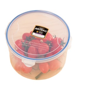 Round Sealed Plastic Food <b>Storage</b> <b>Container</b> Set 5 Piece Clip On Lid <b>Kitchen</b> Picnic Use Transparent Solid Color - Product Image 5