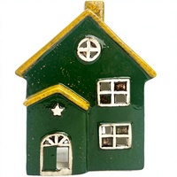 Lampe à bougie en céramique Seaside Lodge Tealight Green Yellow, diffuseur d'arômes, lumière du jour et de la nuit, décoration intérieure, ornement pour la maison