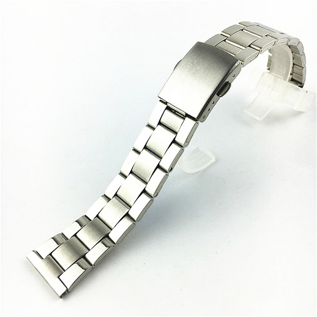 Classic Straight 18/20/22MM Diving Three Beads Stainless Steel Watch Band with Aircraft Buckle Vintage Watch Strap Bracelet