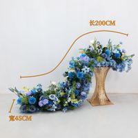Rangkaian Bunga Artificial Desain Floral Warna Campuran Mewah Kustom untuk Dekorasi Lantai Pernikahan