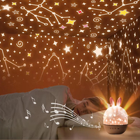 Projecteur de lumière nocturne étoilée, lampe de projection LED en forme de lapin, rotation à 360 degrés, décoration de chambre d'enfant, lampe à haut-parleur LED