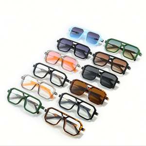 Gafas de Sol Vintage 2025 con Logotipo Personalizado, Metálicas, de Doble Puente, Estilo Punk, Cuadradas, para Hombre y Mujer, con Protección UV400 - Product Image 6