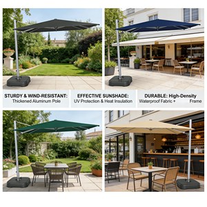 <span class=keywords><strong>Parasol</strong></span> Roma Premium pour petit patio, en aluminium, avec bras en fonte d'aluminium, pliable, imperméable, pour meubles d'extérieur - Product Image 4