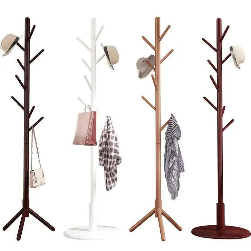 Wholesale Standing Wood Hanger with 8 Hooks for Home Decor Tree Shaped Coat Rack Wood