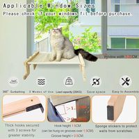 Hamac de fenêtre pour chat, étagère sans fil pour chat avec 4 pieds, cadre en bois et métal, lit moelleux pour le repos et le bain de soleil des chats d'intérieur