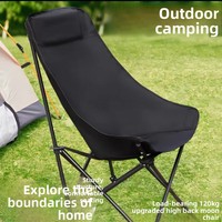 Chaise Moon moderne à dossier haut, pliable, pour l'extérieur, camping, pêche, pique-nique, chaise longue de plage en tissu Oxford