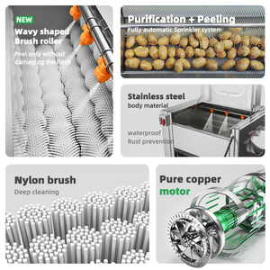 Hoàn toàn tự động hệ thống phun nước dễ dàng hoạt động điện khoai tây làm sạch Peeler máy tự động khoai tây rửa máy lột - Product Image 2