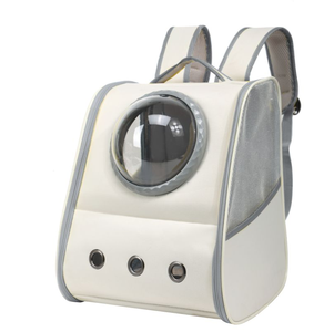 Transparent Mesh <b>Pet</b> <b>Backpack</b> <b>Carrier</b> Soft-Sided Zipper Closure Breathable Oxford Material Gray Color 5kg Capacity Square Solid - Product Image 5
